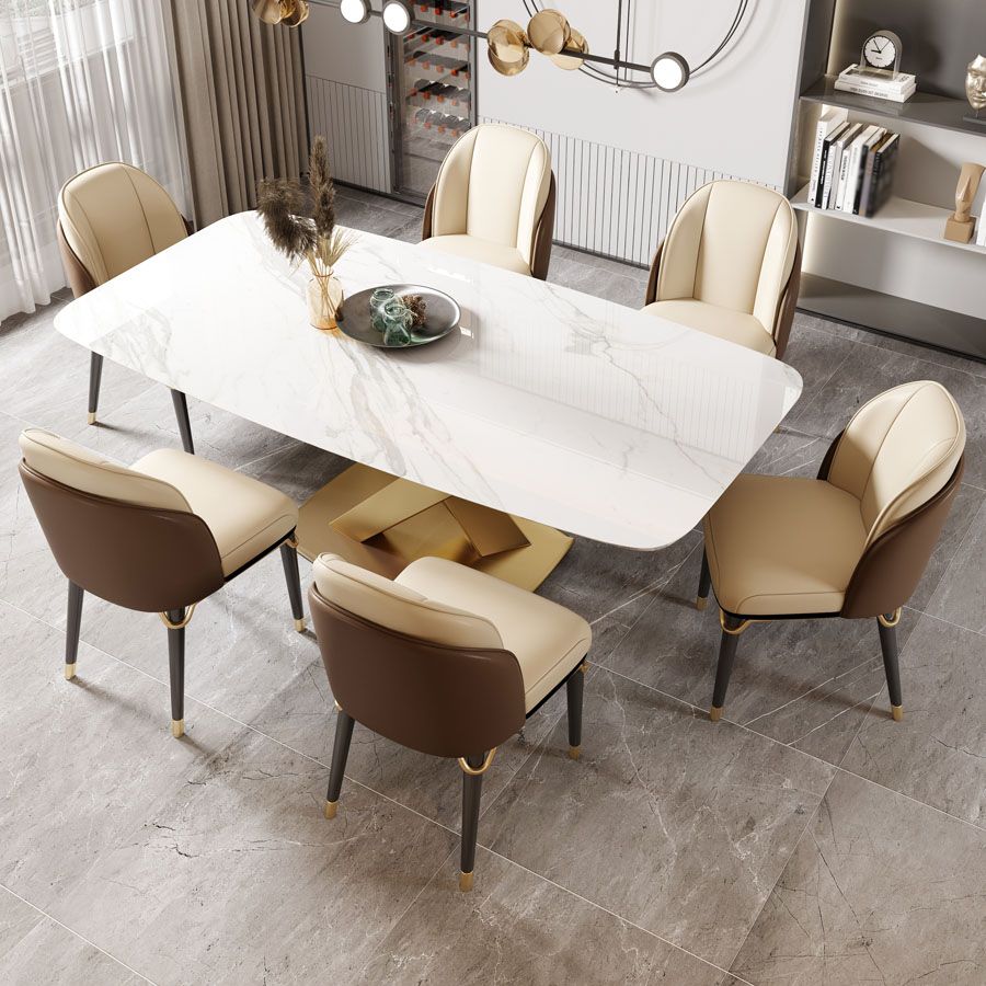 Traditional Luxury Style Dining Table White Rectangle Sintered Stone Table Clearhalo ' dining_table' 'Dining Tables & Seating' 'Dining Tables' 'furn' 'furn_dining_table' 'Furniture' 'furniture_dining_table' 'Kitchen & Dining Furniture' 'kitchen&dining_furn' 'kitchen' 'kitchen_dining_table' 1200x1200_609167a8-2edd-4bcb-a821-435166f87a4b