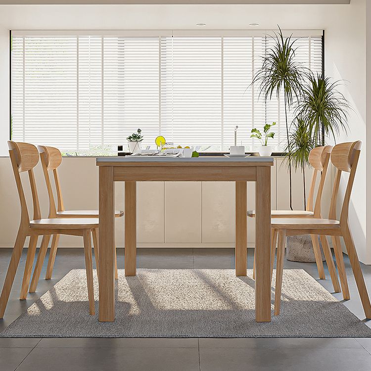 Juego de mesa de comedor con tapa de piedra y sillas de madera, juego de comedor de 1/2/5 piezas para el hogar