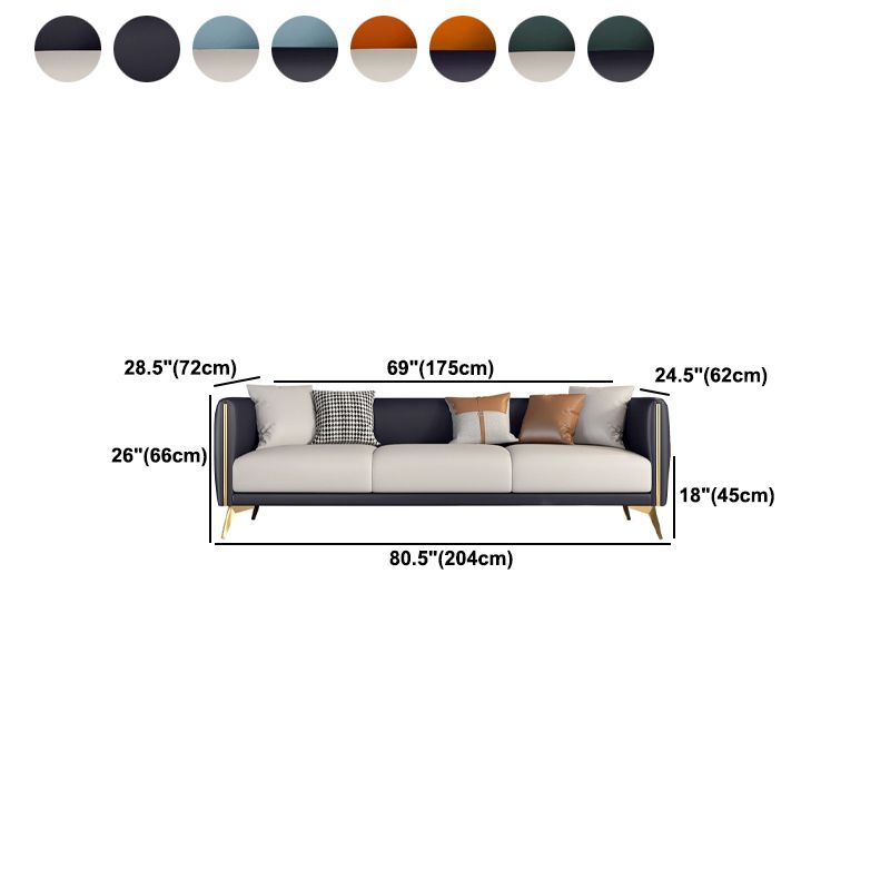 Faux Leather Sofa 80.31" W x 29.52" D x 25.98" H Tuxedo Arm Sofa for Living Room