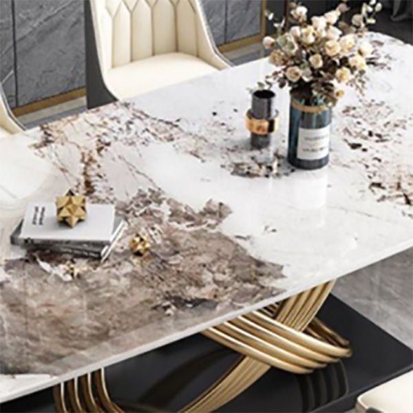 Glam Style Furniture Rectangle Stone Dining Room Table for Dining Room Clearhalo 'Dining Tables & Seating' 'Dining Tables' 'dining_table' 'furn' 'furn_dining_table' 'Furniture' 'Kitchen & Dining Furniture' 1200x1200_6095c951-9dd7-4349-b216-72a4e70d4a3a
