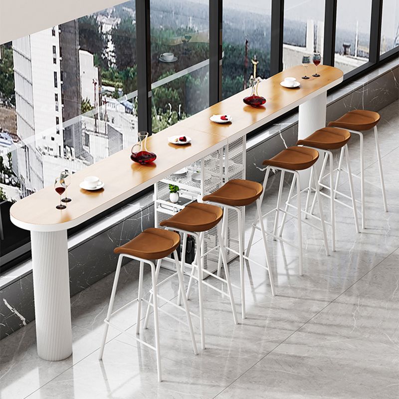 Specialty Wooden Bar Table 3-shelf Bar Height Pub Table with Metal Pedestal Clearhalo 'Bar Furniture' 'Bar Tables' 'bar_tables' 'furn' 'furn_bar_tables' 'Furniture' 'Kitchen & Dining Furniture' 1200x1200_6096a5d8-6456-434a-97ea-a4913f1972ca