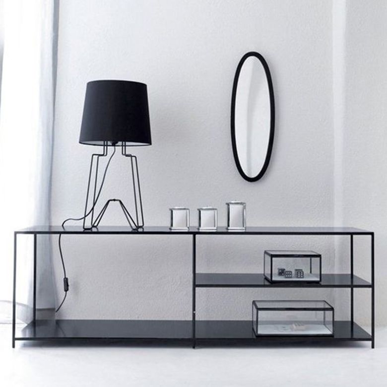 12.99"D TV Stand Industrial Style Open Storage TV Console with 3-shelf Clearhalo 'furn' 'furn_tv_stands_entertainment_centers' 'Furniture' 'Living Room Furniture' 'TV Stands & Entertainment Centers' 'TV Stands & Media Storage Furniture' 'tv_stands_entertainment_centers' 1200x1200_609790ed-8850-4a2b-b0da-6a043c383bf3