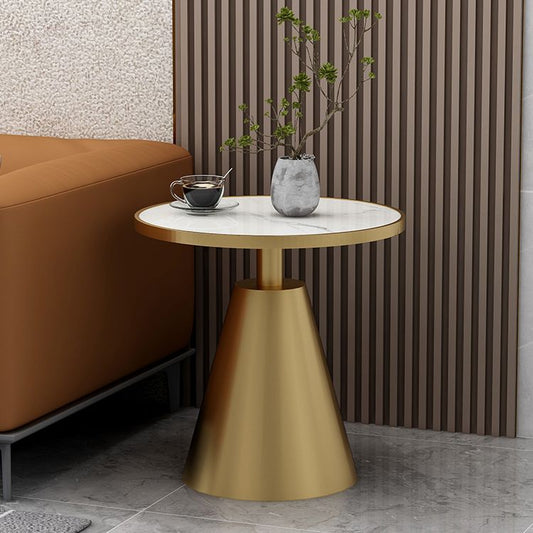 Tavolo da tavolo da piedistallo in metallo arrotonda rotondo contemporaneo