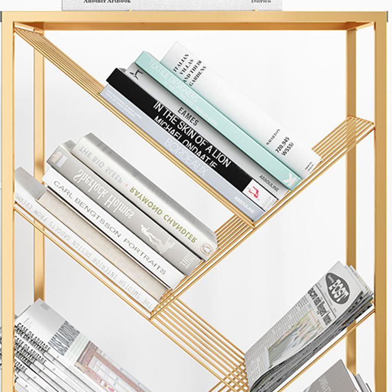 Metal Vertical Geometric Bookcase Contemporary Style Closed Back Shelf Clearhalo 'Bookcases' 'furn' 'furn_bookcases' 'Furniture' 'Office Furniture' 1200x1200_609ab086-5499-4e62-8101-f0a440b98593