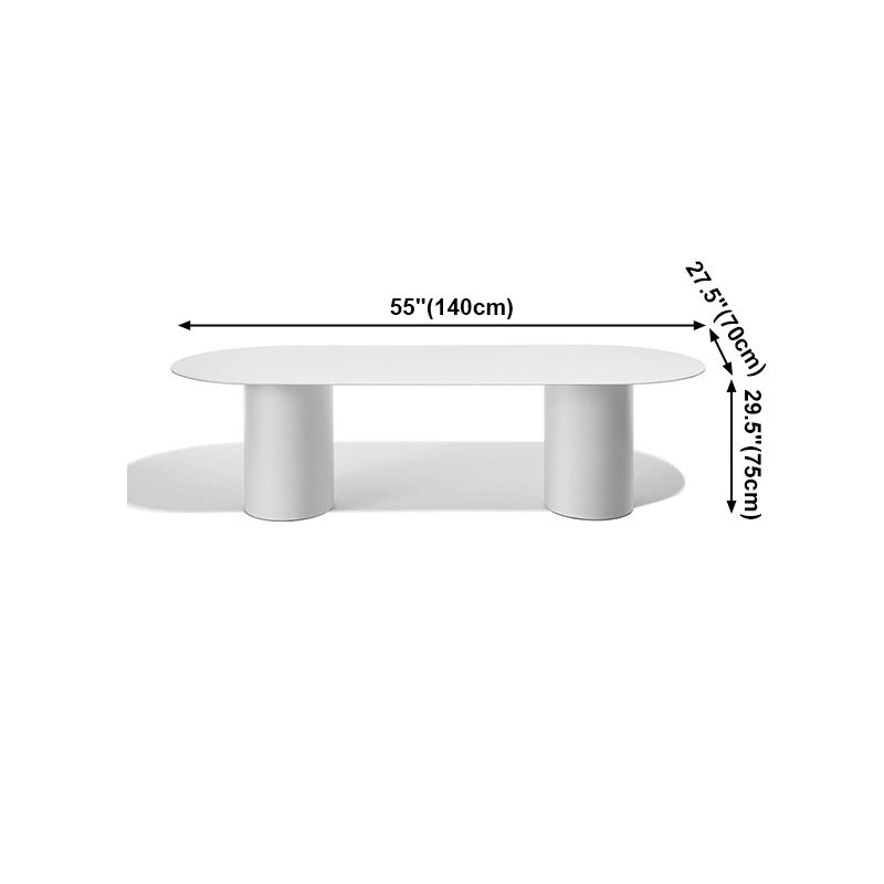 Modern Solid Wood Table for Restaurant Oval Dining Table in White with Double Pedestal Clearhalo ' dining_table' 'Dining Tables & Seating' 'Dining Tables' 'furn' 'furn_dining_table' 'Furniture' 'furniture_dining_table' 'Kitchen & Dining Furniture' 'kitchen&dining_furn' 'kitchen' 'kitchen_dining_table' 1200x1200_609bd7f6-4d34-4955-8d48-abb739d21c1d