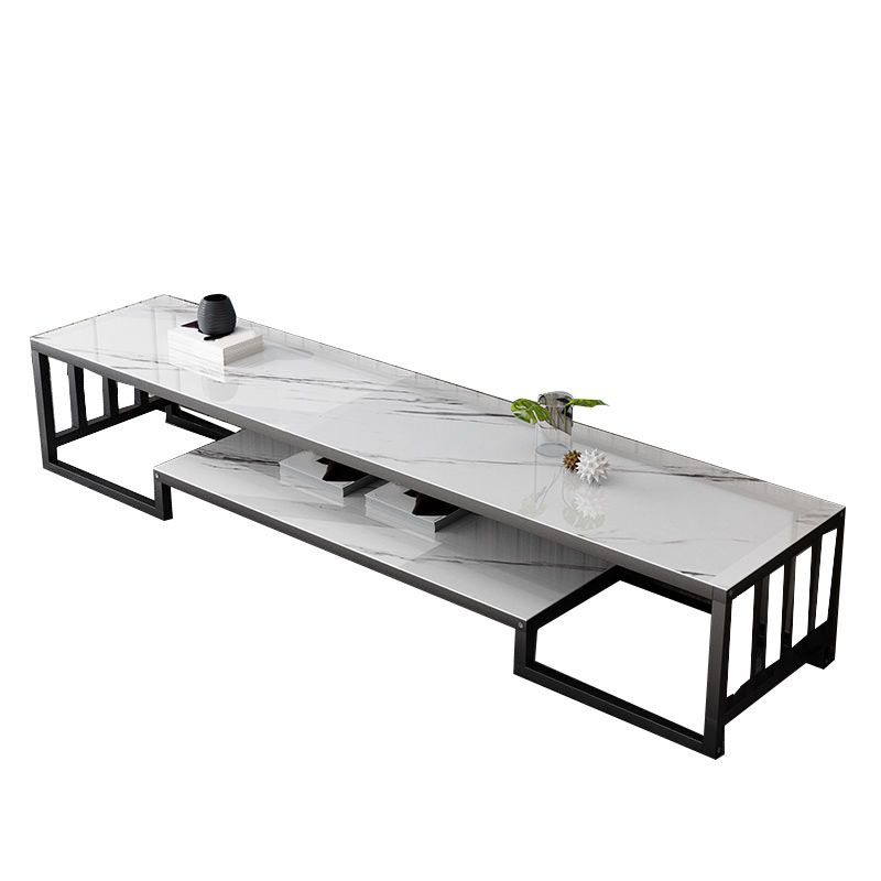 Glass TV Media Console Open Storage TV Console for Living Room Clearhalo 'furn' 'furn_tv_stands_entertainment_centers' 'Furniture' 'Living Room Furniture' 'TV Stands & Entertainment Centers' 'TV Stands & Media Storage Furniture' 'tv_stands_entertainment_centers' 1200x1200_609c0b63-b499-4a62-8211-ef69fa599bef