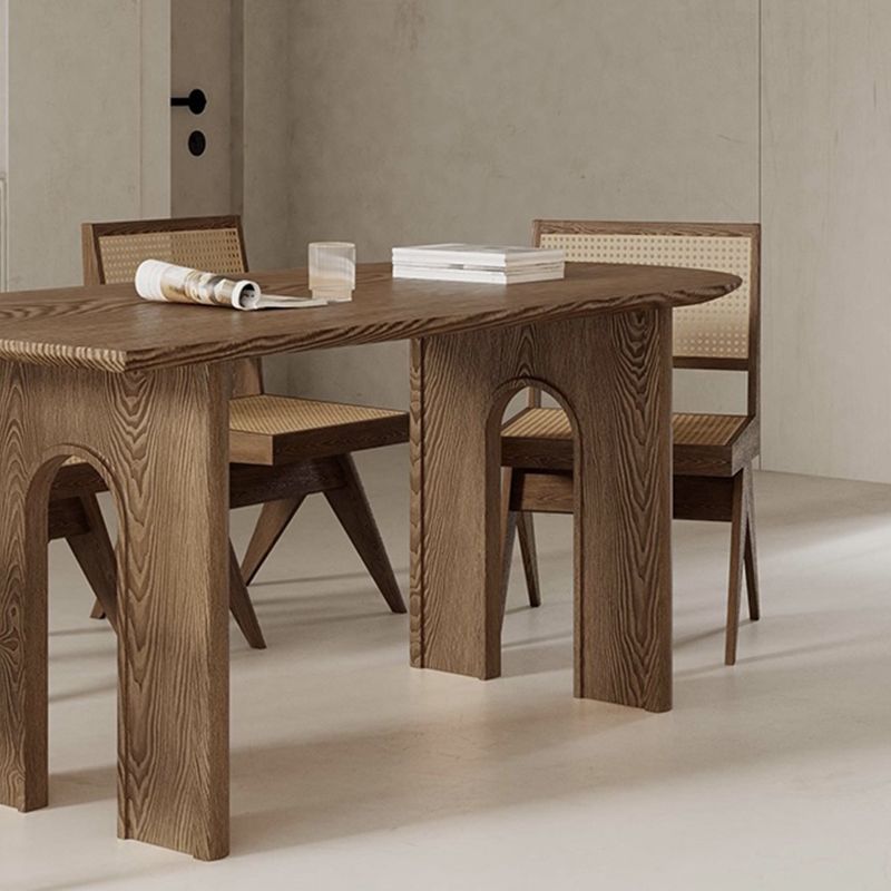 Mesa de comedor de madera moderna, mesa de comedor con pedestal doble para comedor