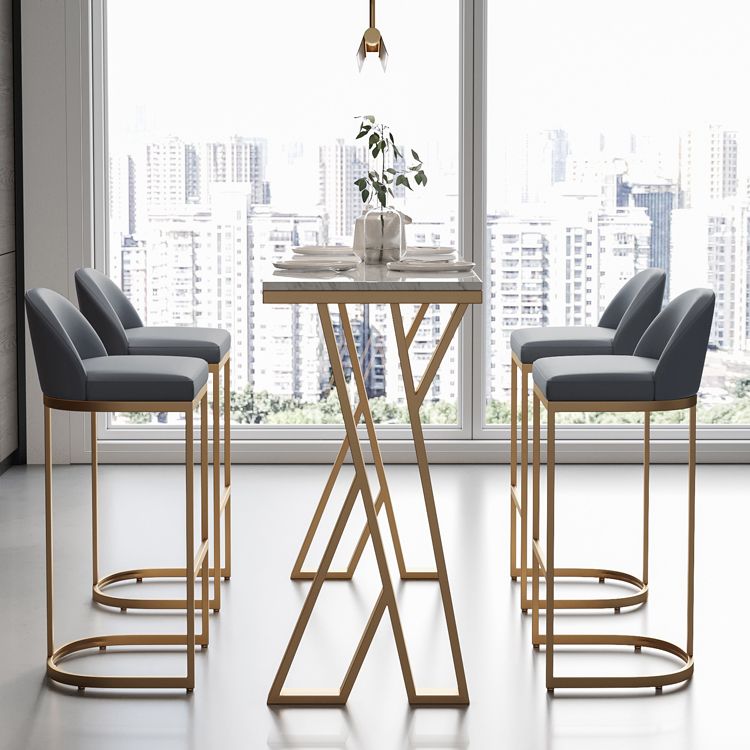 Tavolo da pranzo in pietra glam tavolo da bar rettangolo con doppio piedistallo per soggiorno