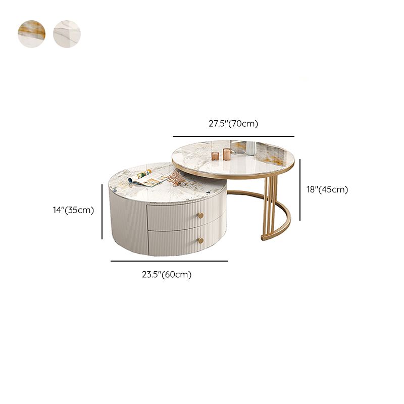 Frame 2 Nesting Coffee Table with 2 Drawers Modern Slate/Glass Round Coffee Table Set Clearhalo 'Coffee & Accent Tables' 'Coffee Tables' 'coffee_tables' 'furn' 'furn_coffee_tables' 'Furniture' 'Living Room Furniture' 1200x1200_60a09ae6-8afa-4cc2-b4c3-dd212ba41ecb