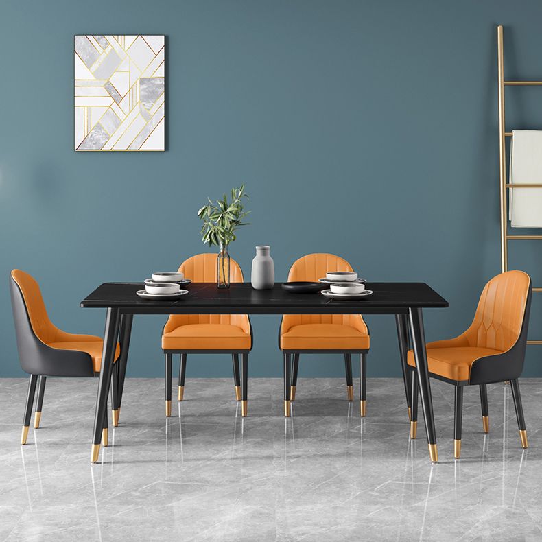 Glam Rectangle 1/3/4/5/7 Pieces Dinette Set Metal Legs Indoor Dining Table Set Clearhalo 'Dining Room Sets' 'Dining Tables & Seating' 'dining_room_set' 'furn' 'furn_dining_room_set' 'Furniture' 'Kitchen & Dining Furniture' 1200x1200_60a0ca39-7bc5-4b08-bd21-00f1261c791b