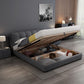 Glam Grey Storage Bed Upholstered Wood Bed Frame with Headboard