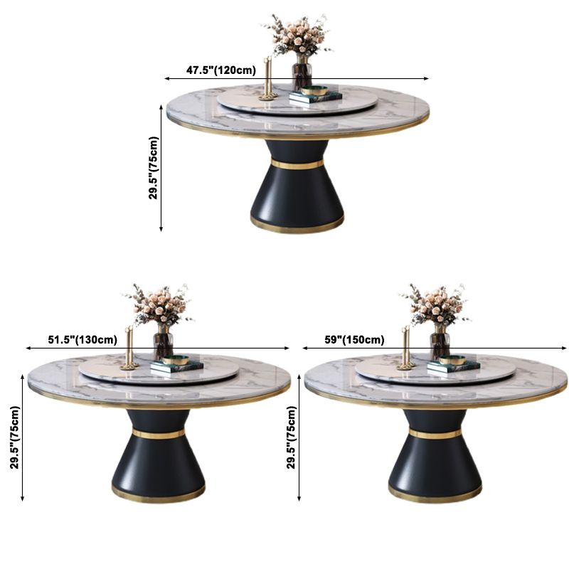 Modern Style Home Marble Dining Table Single Pedestal Base Round Table with Turntable Clearhalo ' dining_table' 'Dining Tables & Seating' 'Dining Tables' 'furn' 'furn_dining_table' 'Furniture' 'furniture_dining_table' 'Kitchen & Dining Furniture' 'kitchen&dining_furn' 'kitchen' 'kitchen_dining_table' 1200x1200_60a3191e-f4ad-4c2f-b3e8-638a78387f20