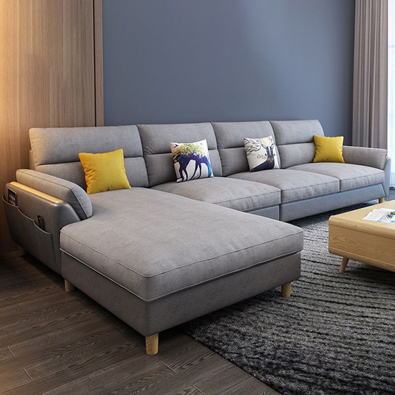 Linnen slipcovered sectional flard arm sectional met opslag