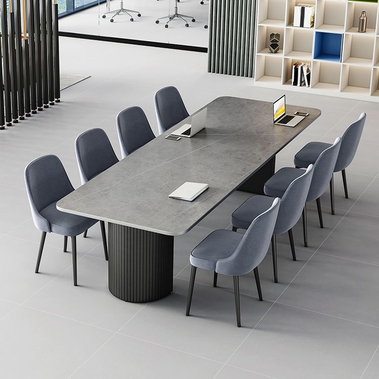 Escritorio de oficina curvado de piedra contemporánea 29.53 pulgadas de altura