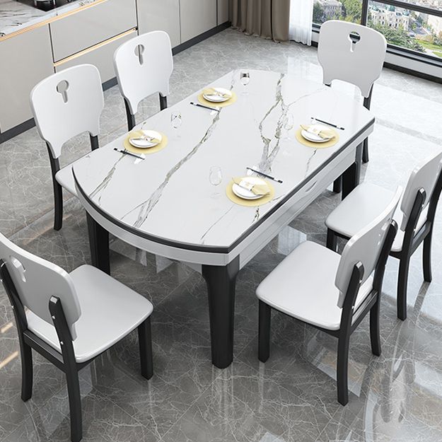 Extendable Sintered Stone Round Table Modern Dining Table with Wooden 4 Legs Clearhalo ' dining_table' 'Dining Tables & Seating' 'Dining Tables' 'furn' 'furn_dining_table' 'Furniture' 'furniture_dining_table' 'Kitchen & Dining Furniture' 'kitchen&dining_furn' 'kitchen' 'kitchen_dining_table' 1200x1200_60a4fd0a-3aeb-48ce-b773-735089901c4b