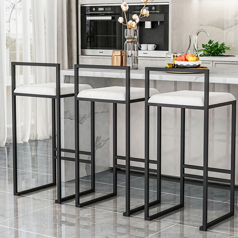 Modern Backrest Armless Counter Stool Iron Kitchen Bar Stool with Velvet Cushion and Pedal Clearhalo 'Bar Furniture' 'Bar Stools' 'bar_stools' 'furn' 'furn_bar_stools' 'Furniture' 'furniture_bar_stools' 'Kitchen & Dining Furniture' 1200x1200_60a7912d-7b71-4a23-9db7-173478beaf37