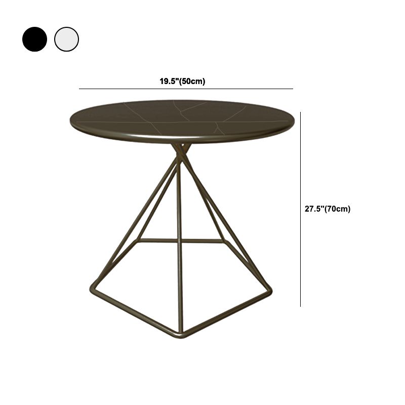 Slate Plate Table Plate Round Metal Frame Base Modern Style Coffee Table
