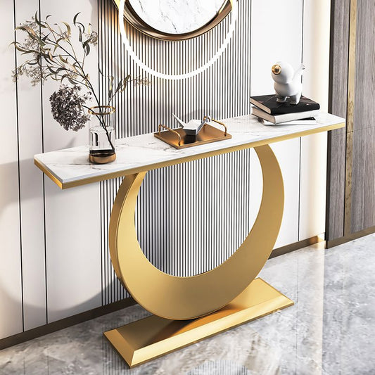 Console rettangolare glam Tabella 31,5 "Tavolo di accento in pietra alta per Hall