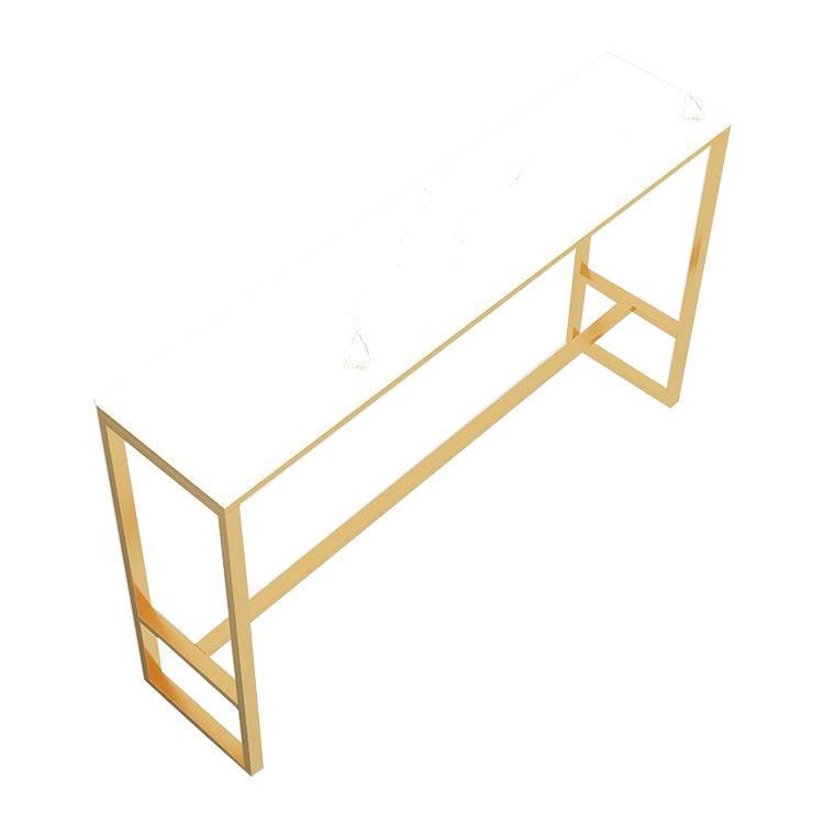 Marble & Wood Bar Dining Table with Rectangle Table Top Trestle Table - 41.3" H Clearhalo 'Bar Furniture' 'Bar Tables' 'bar_tables' 'furn' 'furn_bar_tables' 'Furniture' 'furniture_bar_tables' 'Kitchen & Dining Furniture' 'kitchen&dining_furn' 'kitchen' 1200x1200_60a93898-5777-4106-b218-8c1ff661027c