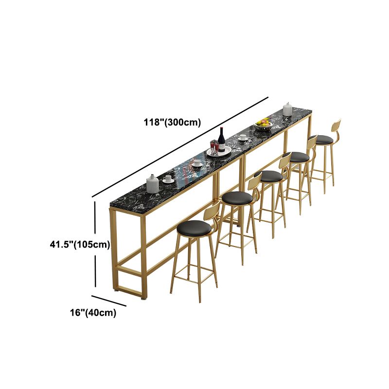 Contemporary Stone Top Bar Counter Rectangle Bar Counter with Trestle Base Clearhalo 'Bar Furniture' 'Bar Tables' 'bar_tables' 'furn' 'furn_bar_tables' 'Furniture' 'furniture_bar_tables' 'Kitchen & Dining Furniture' 1200x1200_60a947dd-c8e0-40d3-9d3f-5a177593db71