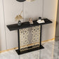 Tavolo console glam con top in pietra rettangolo e base nera per Hall