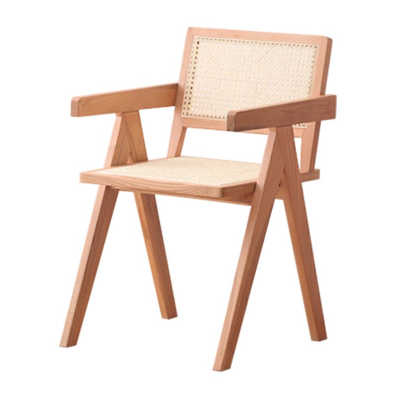 Solid Wood Kitchen Dining Chairs Contemporary Arm Chairs in Natural