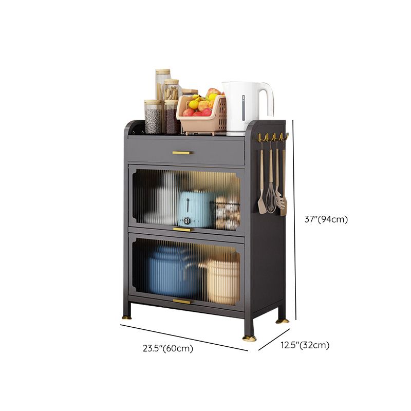 Servidor de comedor de metal contemporáneo Servidor de buffet negro para cocina