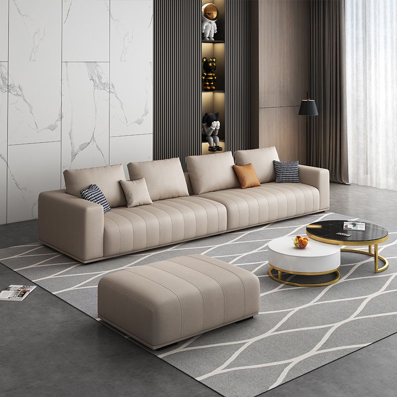 Transitional Modern Cushions Sofa 31.5"High Square Arm Sofa, Beige Clearhalo 'furn' 'furn_sectionals' 'Furniture' 'furniture_sectionals' 'kitchen' 'kitchen_sectionals' 'Living Room Furniture' 'Sectionals' 1200x1200_60ad5157-d8d7-4006-ace7-f4ebdb4304b1