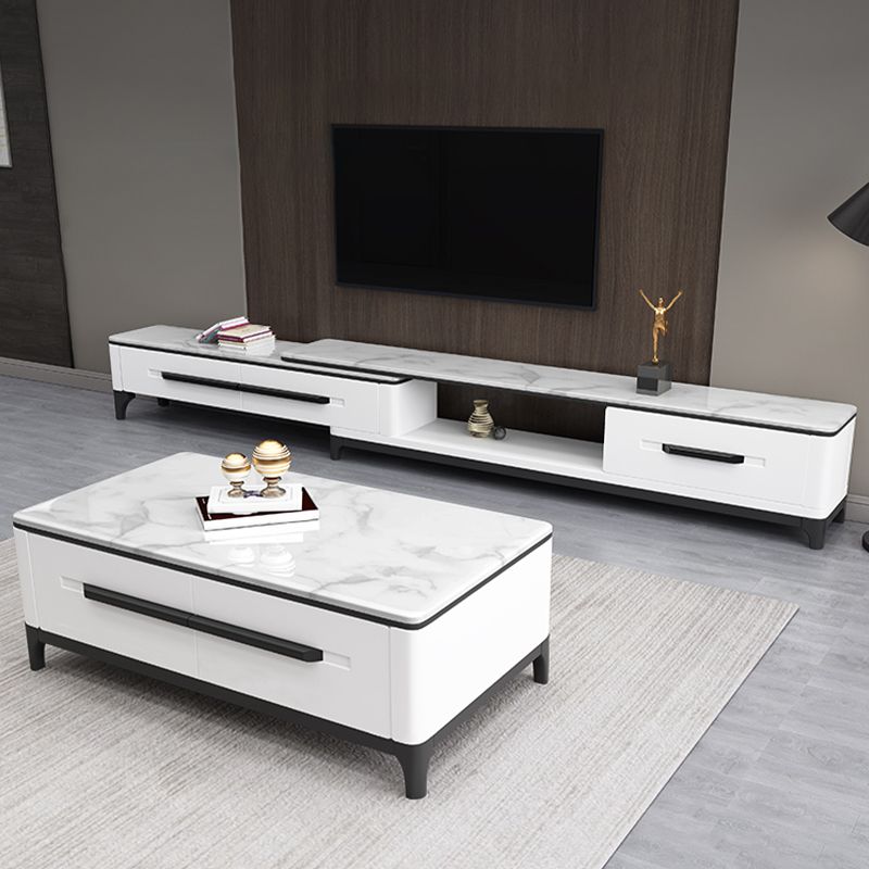 2 Drawers TV Console Modern Stone Media Console with Splayed Wooden Legs Clearhalo 'furn' 'furn_tv_stands_entertainment_centers' 'Furniture' 'Living Room Furniture' 'TV Stands & Entertainment Centers' 'TV Stands & Media Storage Furniture' 'tv_stands_entertainment_centers' 1200x1200_60ad9b99-4182-49a5-9562-8e2f87f2459e