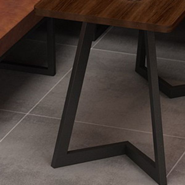 Industrial Dining Room Table Solid Wood Table with Black Double Pedestal Clearhalo ' dining_table' 'Dining Tables & Seating' 'Dining Tables' 'furn' 'furn_dining_table' 'Furniture' 'furniture_dining_table' 'Kitchen & Dining Furniture' 'kitchen&dining_furn' 'kitchen' 'kitchen_dining_table' 1200x1200_60b235b7-d9e1-4ecf-ad03-108aaab7844e