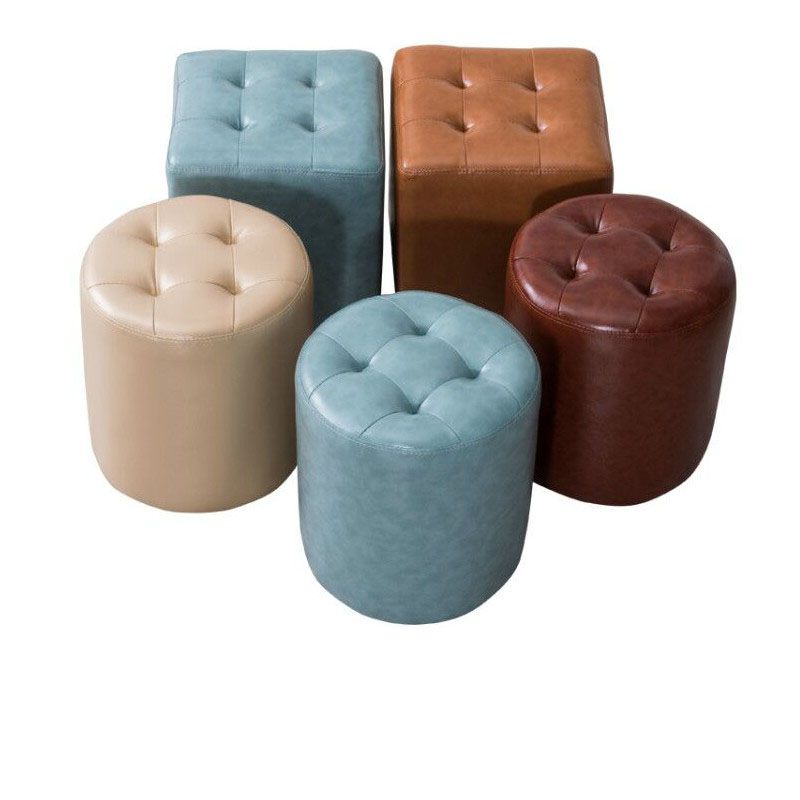 Modern Pouf Ottoman Genuine Leather Upholstered Tufted Solid Color Ottoman Clearhalo 'furn' 'furn_ottomans_poufs' 'Furniture' 'Living Room Furniture' 'Ottomans & Poufs' 'ottomans_poufs' 1200x1200_60b284c1-b040-48d5-b731-c38de7f33537