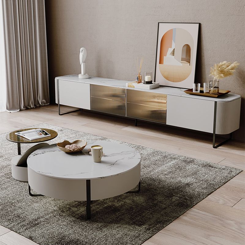 Tavolino in slitta in ardesia con deposito bianco contemporaneo