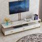 Meuble TV moderne avec 3 tiroirs, console multimédia de rangement ouverte