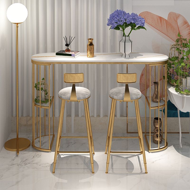 Light Luxury Oval Bar Table Stone Top Metal Pedestal Pub Table for Dining Room Clearhalo 'Bar Furniture' 'Bar Tables' 'bar_tables' 'Furniture' 'furniture_bar_tables' 'Kitchen & Dining Furniture' 1200x1200_60b711e3-1fa9-47cb-b1b2-4d151d876f16