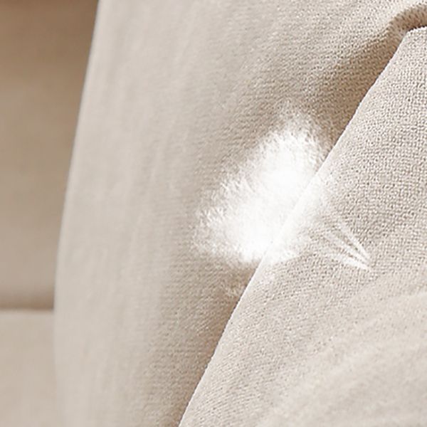 Scandinavisch linnen loveseat met vierkante armen en 2 kussens terug