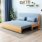 Blue Linen Blend Futon Sleeper Sofa with 2 Pillows and Pillow Back