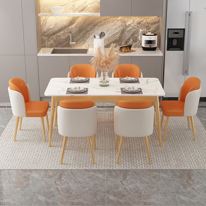 Glam Sintered Stone Dining Room Set Standard Height with Black Legs Dining Furniture for Home Use Clearhalo 'Dining Room Sets' 'Dining Tables & Seating' 'dining_room_set' 'furn' 'furn_dining_room_set' 'Furniture' 'furniture_dining_room_set' 'Kitchen & Dining Furniture' 'kitchen&dining_furn' 'kitchen' 1200x1200_60b90165-29e8-4ecf-980d-2e914d3bcef6