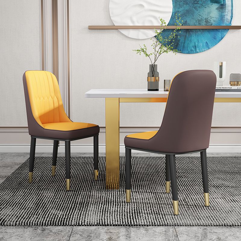 Scandinavian Home Side Chair Solid Back Metal Upholstered Dining Room Chair (Set of 2) Clearhalo ' kitchen&dining_furn' 'Dining Chairs' 'Dining Tables & Seating' 'dining_chair' 'furn' 'furn_dining_chair' 'Furniture' 'furniture_dining_chair' 'Kitchen & Dining Furniture' 'kitchen' 1200x1200_60bb1726-d6d9-4142-a26d-97d1e442647e