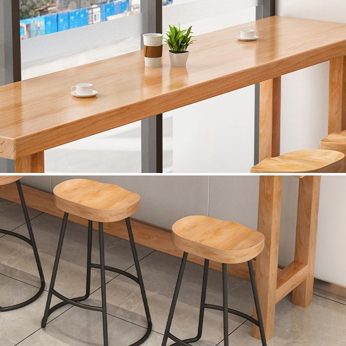 1/5/6/11 Pieces Modern Bar Table Set Rectangle Pine Wood Bistro Set with Footrest