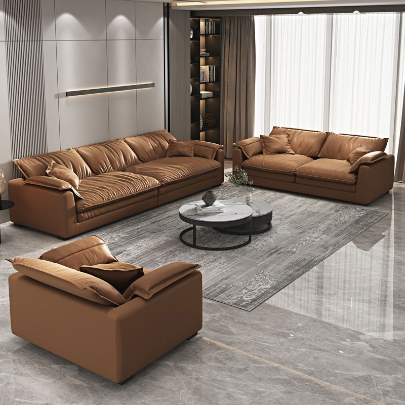 Divano in stile glam con un divano in pelle arancione piena di rivestimento arancione arancione