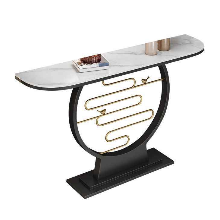 Contemporary Half Moon Console Accent Table Antique Finish Console Table