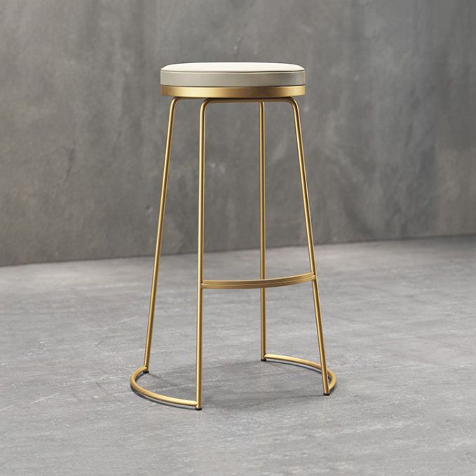 Glam Armless Backless Counter Stool Iron Bar Stool with Leather Cushion and Pedal Clearhalo 'Bar Furniture' 'Bar Stools' 'bar_stools' 'furn' 'furn_bar_stools' 'furniture_bar_stools' 'Kitchen & Dining Furniture' 'kitchen&dining_furn' 'kitchen' 'kitchen_furn' Furniture' 1200x1200_60c0725f-de8c-4ebc-8e23-7c8beba645d5