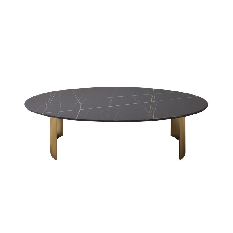 Oval Slate Coffee Table Glam 2 Legs Coffee Cocktail Table, 15.74" High Clearhalo 'Coffee & Accent Tables' 'Coffee Tables' 'coffee_tables' 'furn' 'furn_coffee_tables' 'Furniture' 'Living Room Furniture' 1200x1200_60c0f0f9-f8d8-4826-b733-5980d697352e