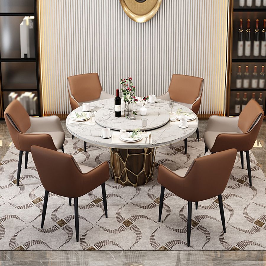 Scandinavian Home Arm Chair Metal Solid Back Upholstered Dining Room Chair Clearhalo ' kitchen&dining_furn' 'Dining Chairs' 'Dining Tables & Seating' 'dining_chair' 'furn' 'furn_dining_chair' 'Furniture' 'furniture_dining_chair' 'Kitchen & Dining Furniture' 'kitchen' 1200x1200_60c10dc8-0dfb-4920-bd89-6386370a157d