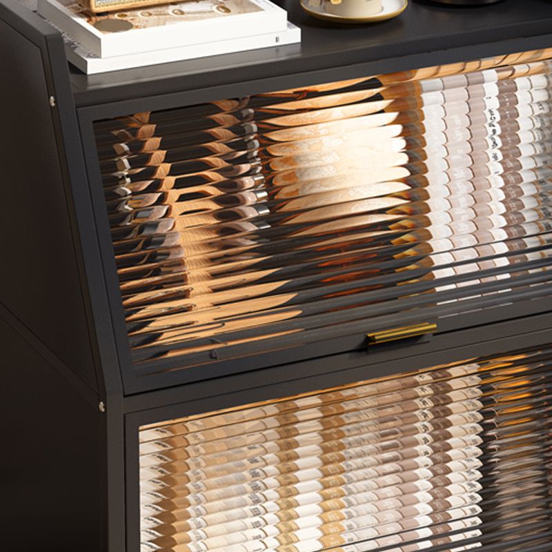 Cabinets Included Night Table Metal Black / White Nightstand with Glass Doors Clearhalo 'Bedroom Furniture' 'furn' 'furn_night_stand' 'Furniture' 'night_stand' 'Nightstands' 1200x1200_60c15dca-dd0b-4f16-b869-b18b966d18d6