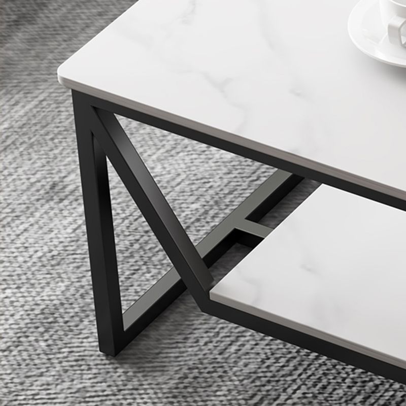 Slate Minimalist Coffee Table Trestle Coffee Table with Storage