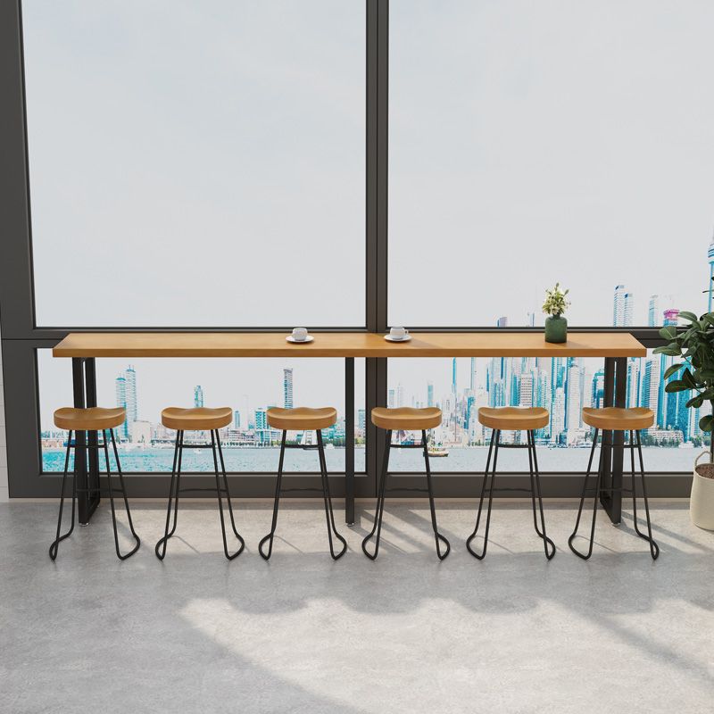 Kitchen Natural Finish Solid Wood Pub Table with Black Metal Frame Clearhalo 'Bar Furniture' 'Bar Tables' 'bar_tables' 'furn' 'furn_bar_tables' 'Furniture' 'Kitchen & Dining Furniture' 1200x1200_60c1ab8a-d583-4881-80d5-a3d9393b6746