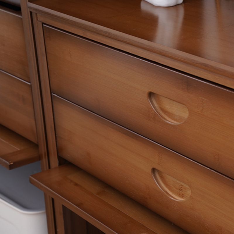 Mid Century Modern  Rectangle Cabinet Brown Accent Cabinet with Doors in Solid Wood