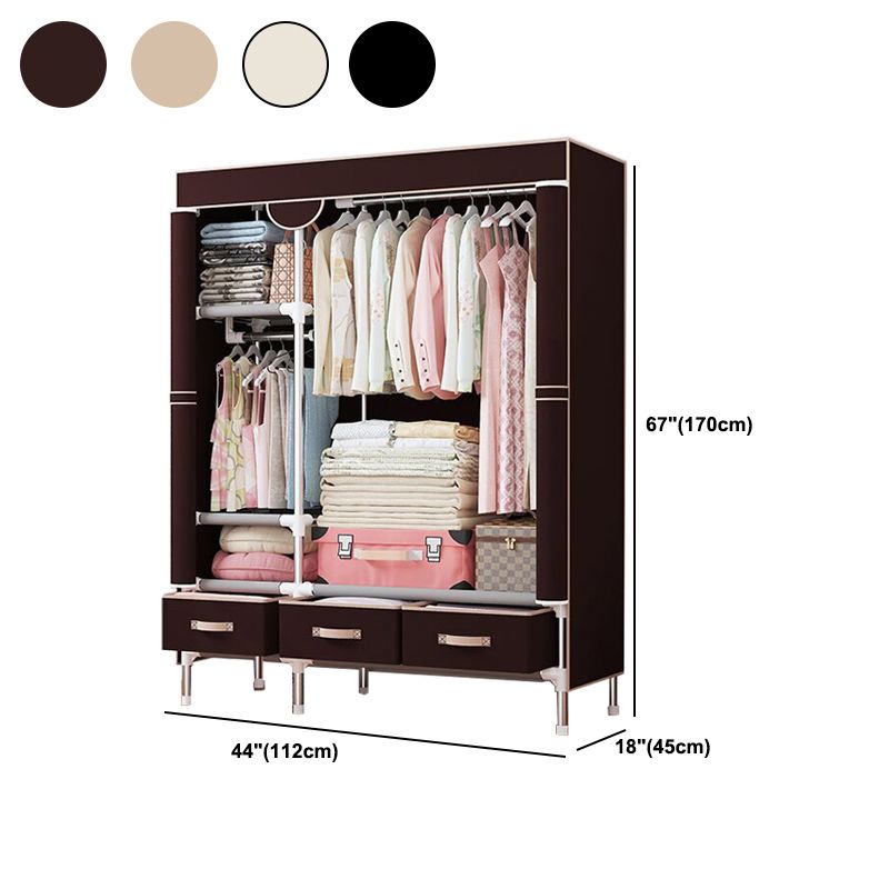Modern Bedroom Wardrobe Armoire Steel Frame Wardrobe with Drawers Clearhalo 'Armoires & Wardrobes' 'armoires_wardrobes' 'Bedroom Furniture' 'furn' 'furn_armoires_wardrobes' 'Furniture' 1200x1200_60c3e146-1bfb-4fdb-962d-57696d0925e3