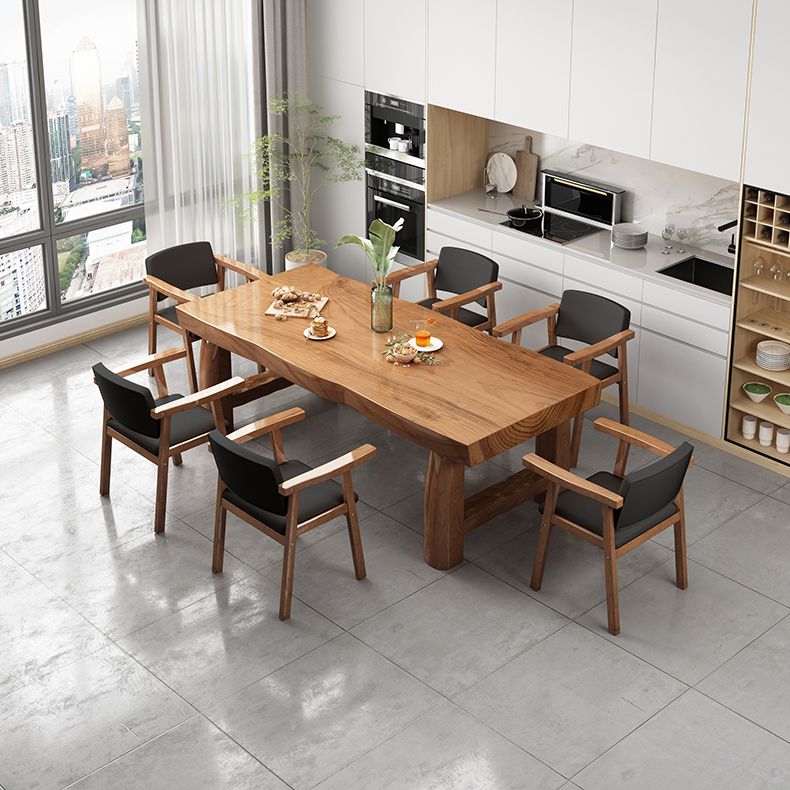Modern Solid Wood Rectangle Dining Table Brown Kitchen Dining Table with Double Pedestal Bases Clearhalo ' dining_table' 'Dining Tables & Seating' 'Dining Tables' 'furn' 'furn_dining_table' 'Furniture' 'furniture_dining_table' 'Kitchen & Dining Furniture' 'kitchen&dining_furn' 'kitchen' 'kitchen_dining_table' 1200x1200_60c3f416-48ea-448c-8451-a3826130ddc4